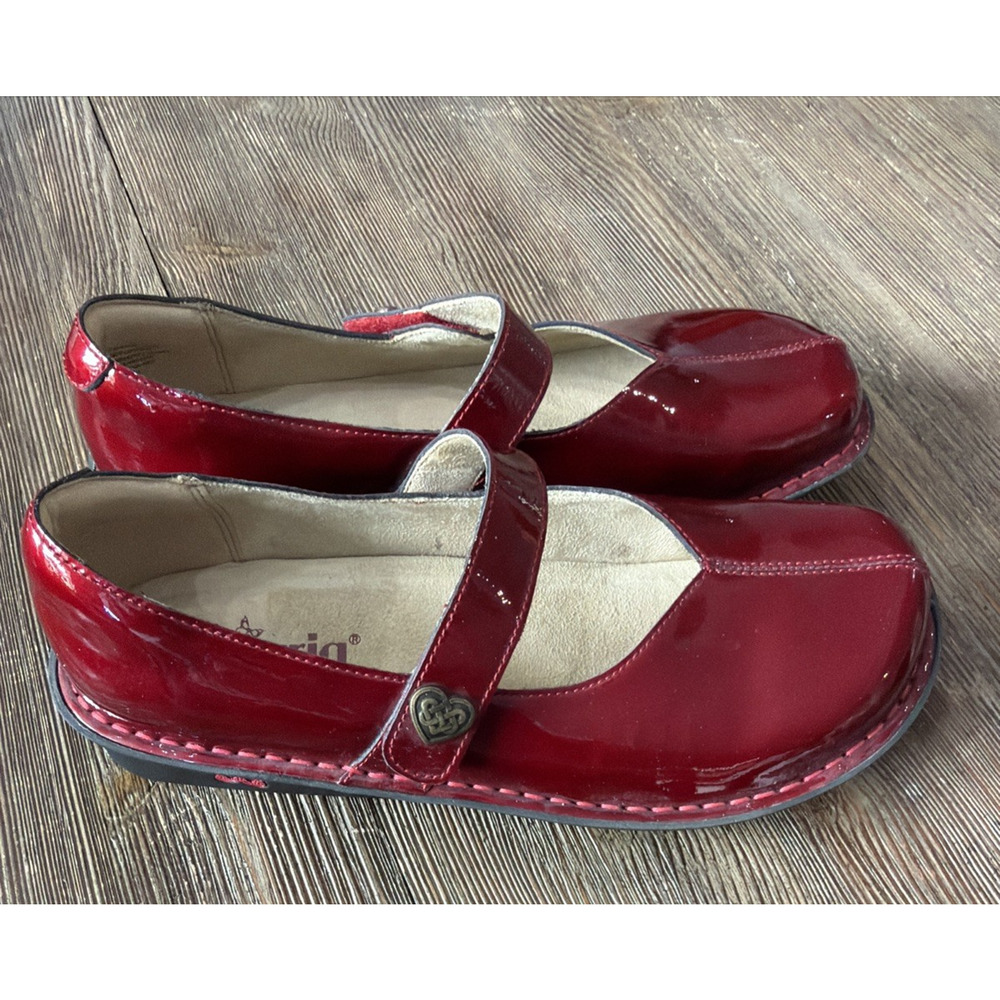 Alegria 8.5 Leather Adjustable Slip-On Mary Janes Marcy Cherry Bomb Pat size 39 - Picture 2 of 10
